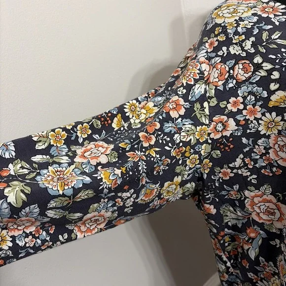 Philosophy Women's 3/4 Sleeve Floral Top Size 2X Blue Bloomcore Cottage Stretch - Picture 6 of 11